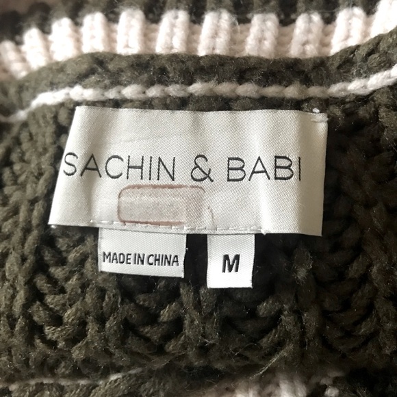SACHIN & BABI Knit Olive Green Off-Shoulder Sweater - Picture 14 of 15